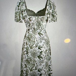 Midi floral white and green dress from Commense-never worn, has tags